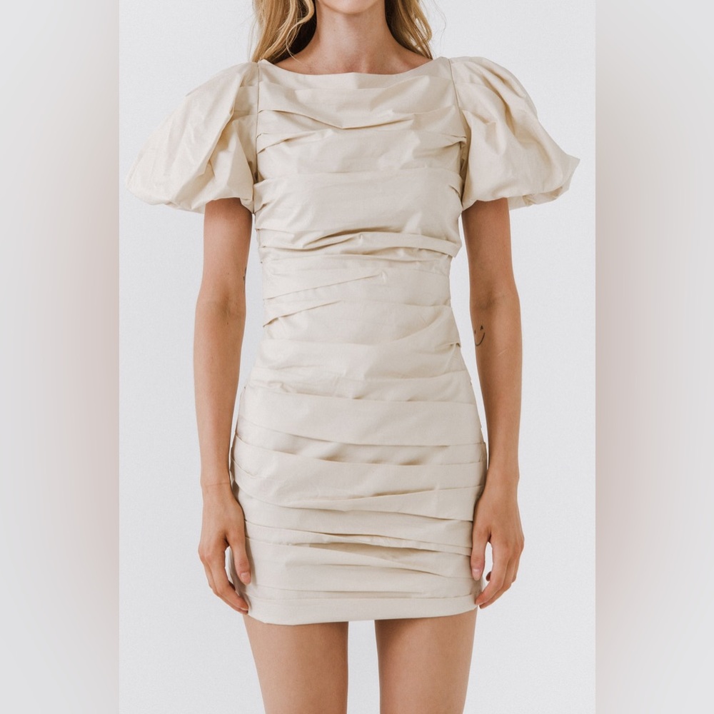 NWT “Endless Rose” Ruched Puff Sleeve Dress